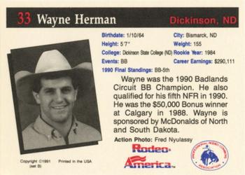 1991 Rodeo America Set B #33 Wayne Herman Back